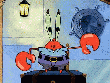 Crazy Mr Krabs Looking Around GIF
