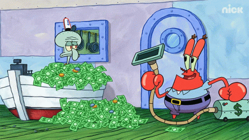Mr Krabs Vacuuming Money GIF