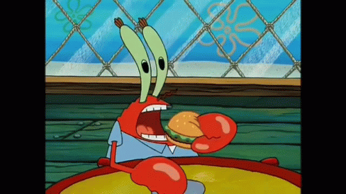 Mr Krabs Eating Krabby Patty GIF