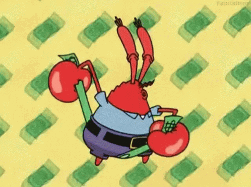 Mr Krabs Raining Money GIF