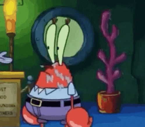 Nervous Mr Krabs Fearful Reaction GIF