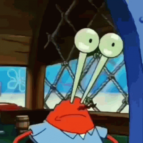 Mr Krabs Building Own Eyes GIF