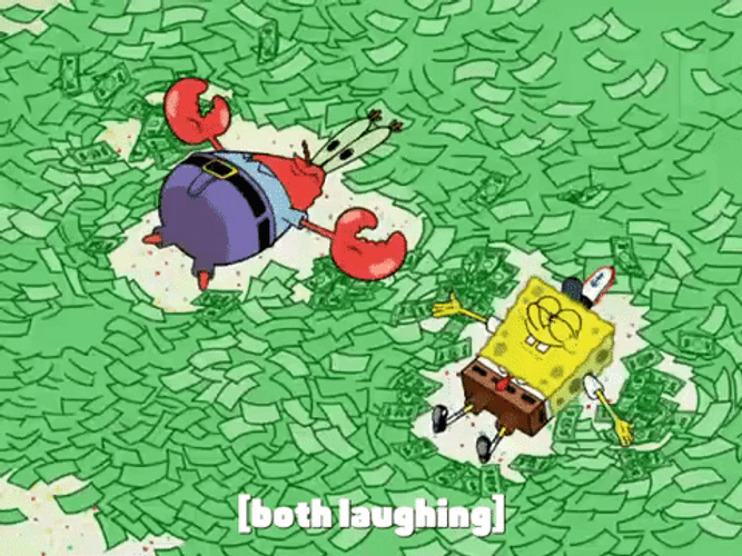 Mr Krabs And Spongebob Making Money Angel GIF