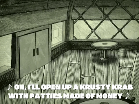 Mr Krabs At Krusty Krab Black And White GIF
