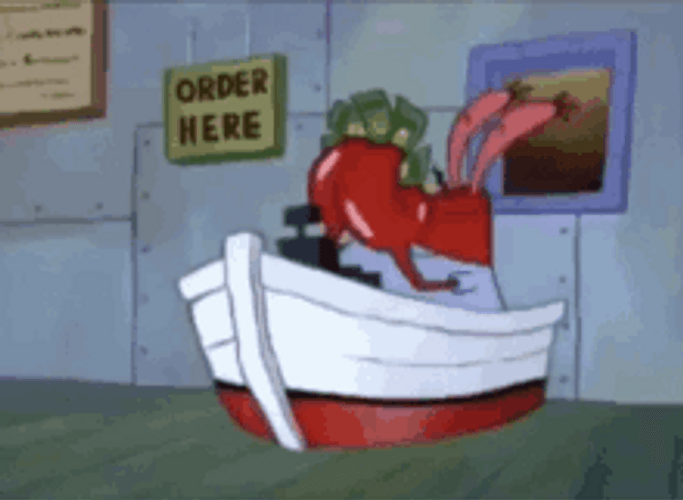 Mr Krabs Busy Counting Money GIF