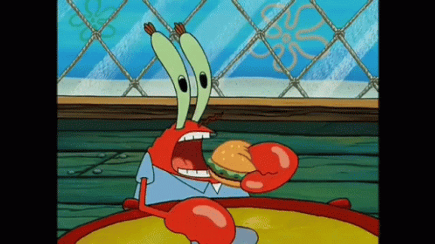 Mr Krabs Eating Krabby Patty GIF