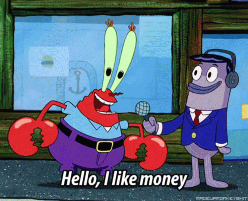 Mr. Krabs Interview Hello I Like Money GIF