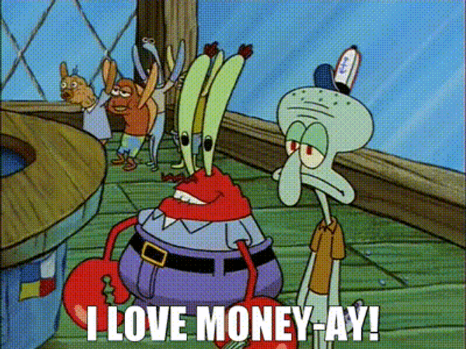 Mr Krabs Loves Counting Money GIF