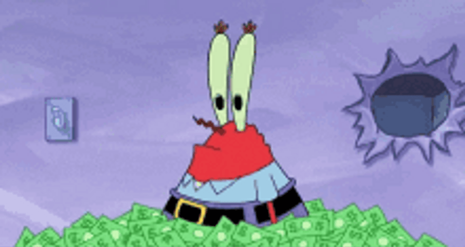Mr Krabs Pulling Out Money From Pile GIF