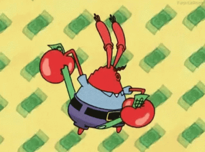 Mr Krabs Raining Money GIF