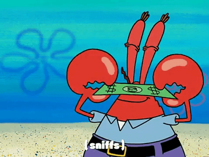 Mr Krabs Sniffing Money Spongebob Series GIF