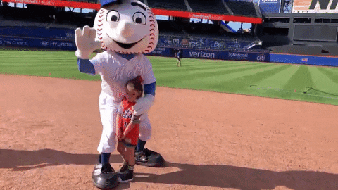 Mr Met Holding A Kid GIF