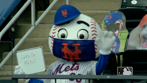 Mr Met With Mask Waving GIF