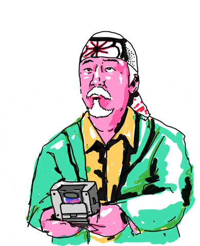 Mr Miyagi Karate Kid Watercolor Art GIF