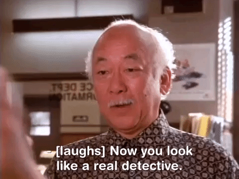 Mr Miyagi Laughing Real Detective GIF