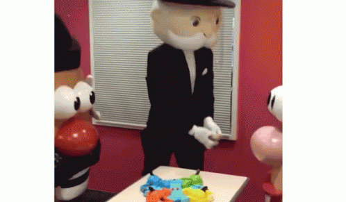 Mr Monopoly Mascot Throwing Money GIF