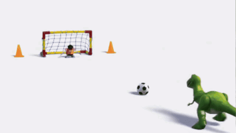 Mr. Potato Head Kicking Soccer Ball Into Goal