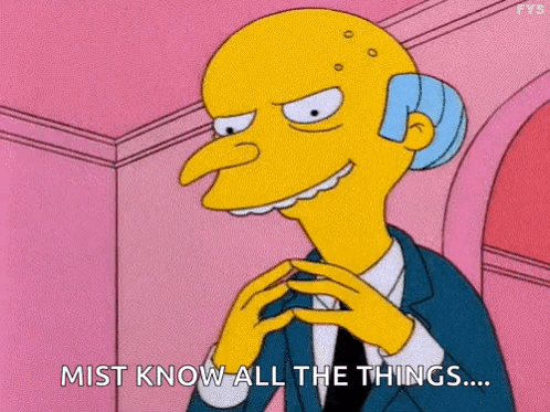 Mr. Simpson From The Simpsons Is Smiling And Saying `` Mist Know All The Things ... '' . GIF