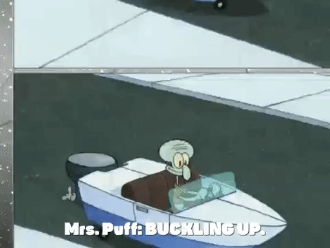 Mr Squidward Riding Skiff GIF