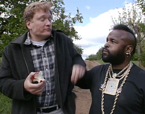 Mr T Conan Obrien Eating Apples GIF