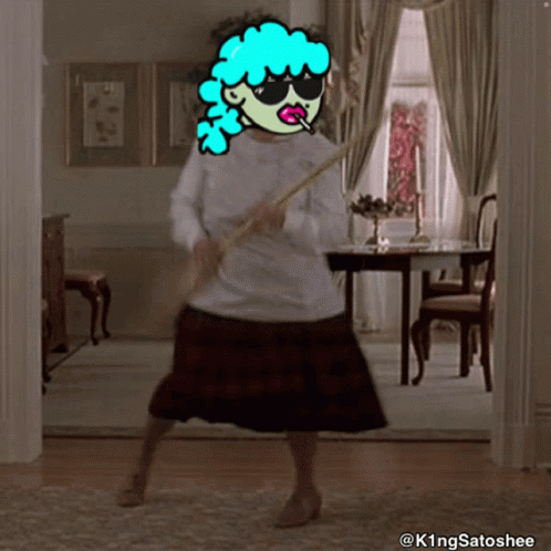 Mrs Doubtfire Broom Dance Face Swap GIF