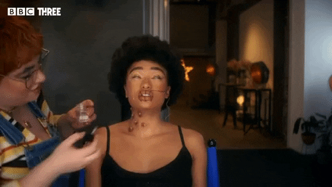 Mua Applies Make Up On Model Neck GIF