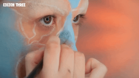 Mua Puts Blue Make Up Face Paint GIF