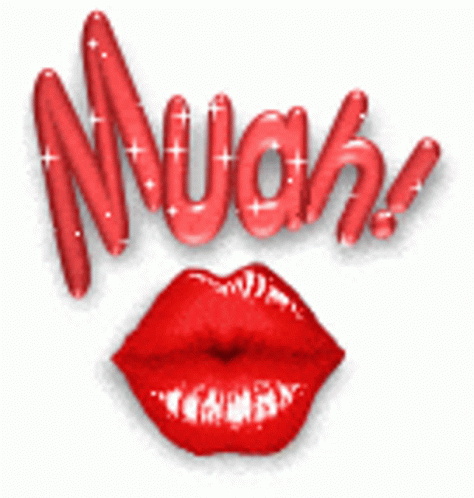Muah Pouty Red Lips Cartoon GIF