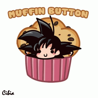 Muffin With Cartoon Character Saying Muffin Button