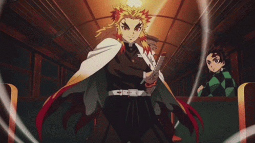 Mugen Train Demon Slayer Fighting Rengoku GIF