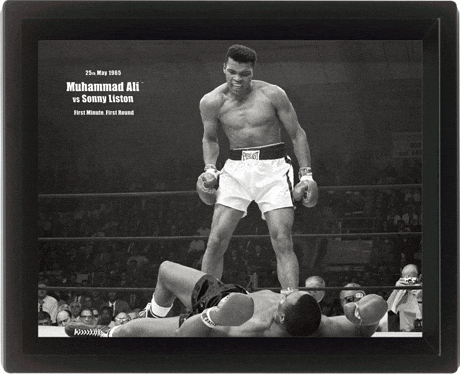 Muhammad Ali Watching Opponent Struggle GIF