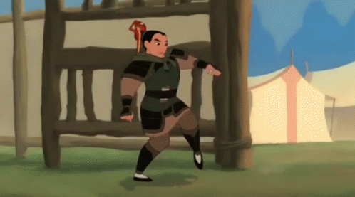 Mulan Walking Weird Staring GIF