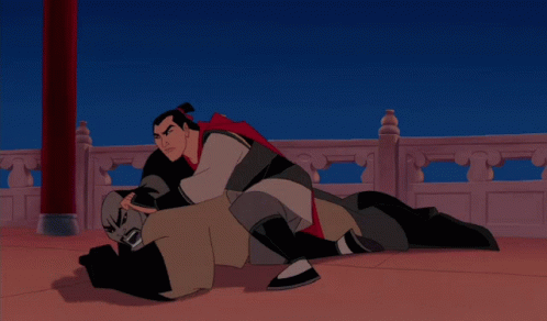 Mulan Shan Yu Headbutting Li Shan GIF