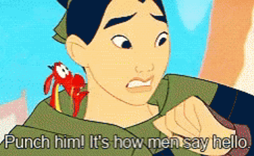 Mulan Mushu Punch Him Say Hello GIF