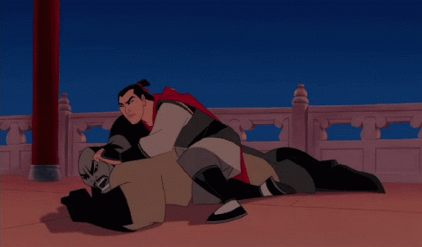 Mulan Shan Yu Headbutting Li Shan GIF
