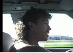 Mullet Haired Man Driving GIF