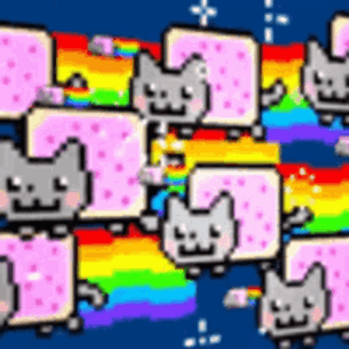 Multiple Bread Nyan Cat Running GIF