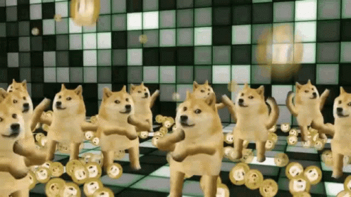 Multiple Doge Partying GIF