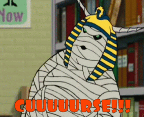 Mummy Saying Cuuuuurse In Red GIF