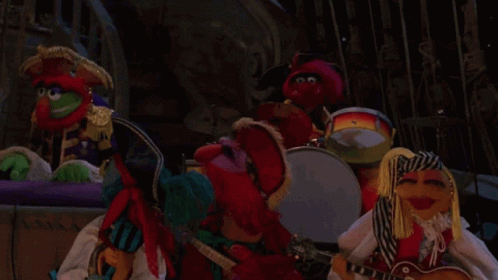 Muppets Playing Drums And Guitars GIF