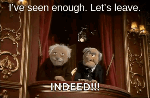 Muppets Sitting on Balcony Saying Let's Leave