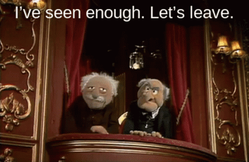 Muppets Sitting on Balcony Saying Lets Leave