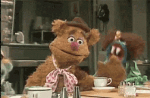 Muppets Sitting With Cup Of Coffee GIF