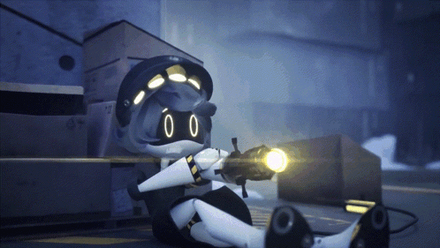 Murder Drones N Shooting Heart Gun GIF