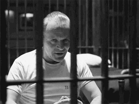 Murder Suspect Hannibal Lecter In Prison GIF