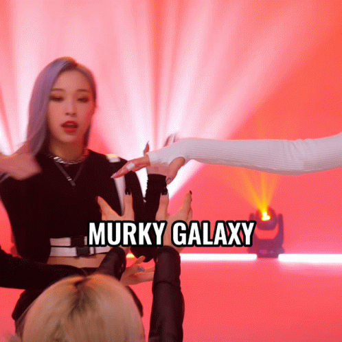 Murky Galaxy Text Next to Woman
