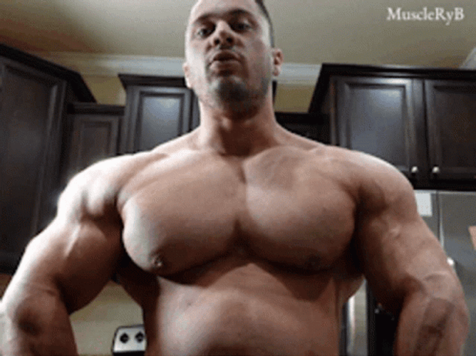 Muscle Guy Flexing Strong GIF