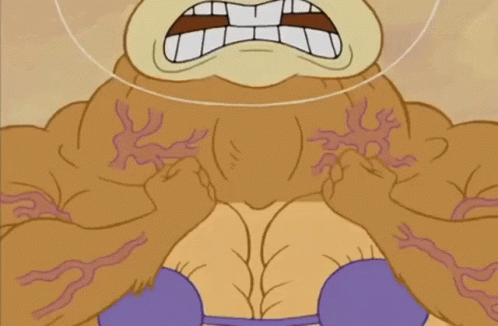 Muscular Cartoon Character In Purple Bikini GIF