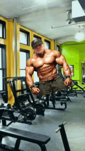 Muscular Man in New York Yankees Hat