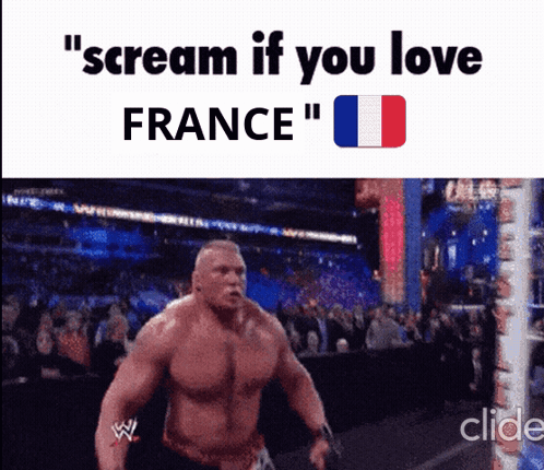 Muscular Man Scream If You Love France GIF